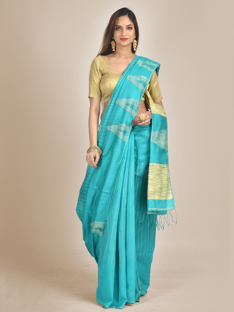 

Mitera Sea Green & Beige Woven Design Silk Cotton Saree