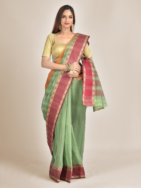 

Mitera Green & Red Ethnic Motifs Pure Cotton Saree