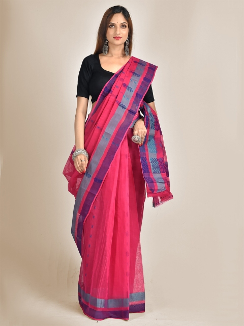 

Mitera Fuchsia & Blue Ethnic Motifs Pure Cotton Saree