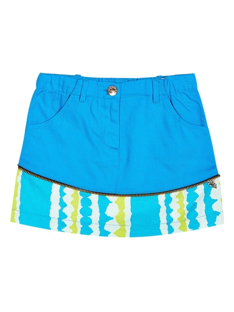 

Cherry Crumble Girls Blue Solid Cotton A-Line Knee-Length Skirt