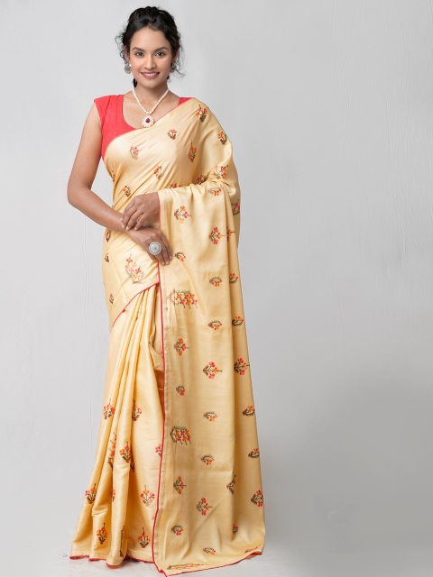 

Unnati Silks Brown & Red Ethnic Motifs Silk Blend Baluchari Saree