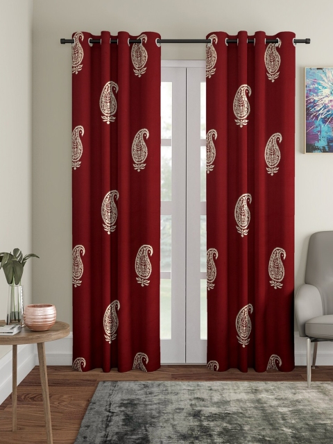 

Home Sizzler Maroon & Cream-Coloured Set of 2 Ethnic Motifs Door Curtain