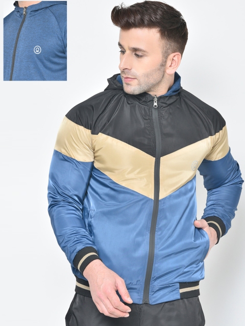 

Chkokko Men Black Colourblocked Reversible Outdoor Bomber with Patchwork Jacket