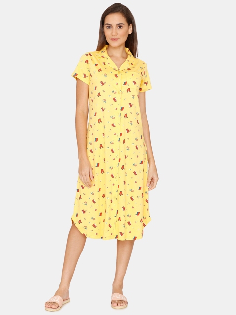 

Zivame Yellow Printed Nightdress