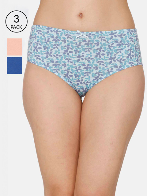 

Zivame Women Pack Of 3 Low Rise Full Coverage Hipster Panty, Multi