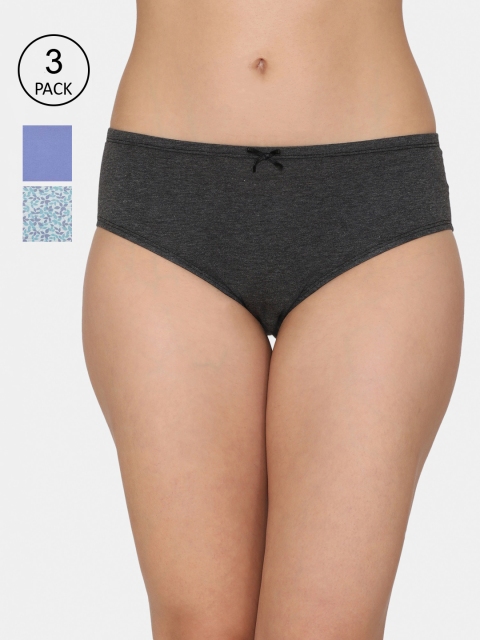 

Zivame Pack Of 3 Low Rise Full Coverage Hipster Panty, Multi