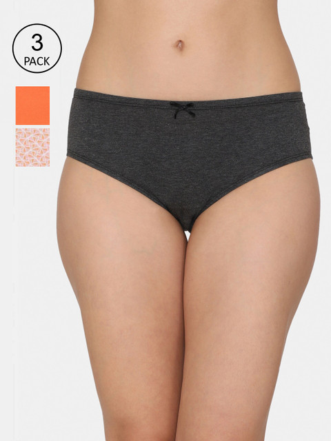 

Zivame Pack of 3 Low Rise Full Coverage Hipster Briefs, Multi
