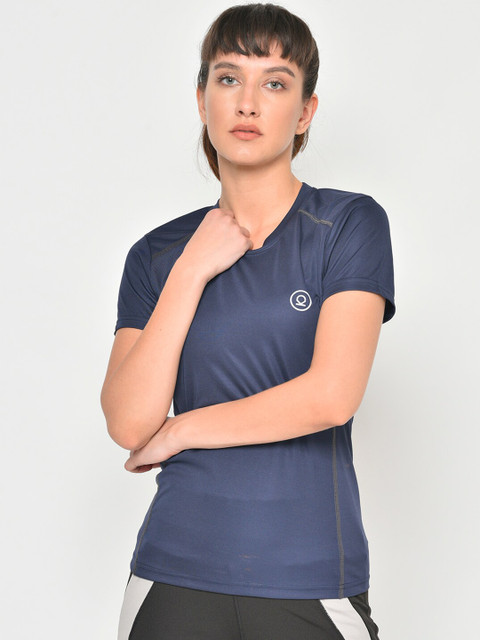 

Chkokko Women Navy Blue Regular Fit Sports T-shirt