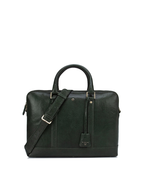 

Da Milano Unisex Green Textured Leather Laptop Bag