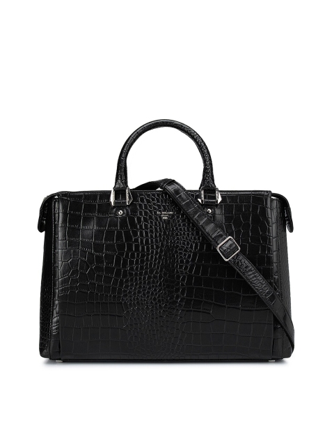 

Da Milano Unisex Black Animal Textured Leather 14 Inch Laptop Bag