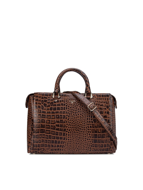 

Da Milano Unisex Brown Textured Leather Laptop Bag