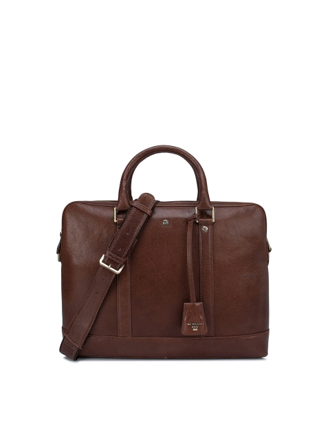 

Da Milano Unisex Brown Textured Leather Laptop Bag