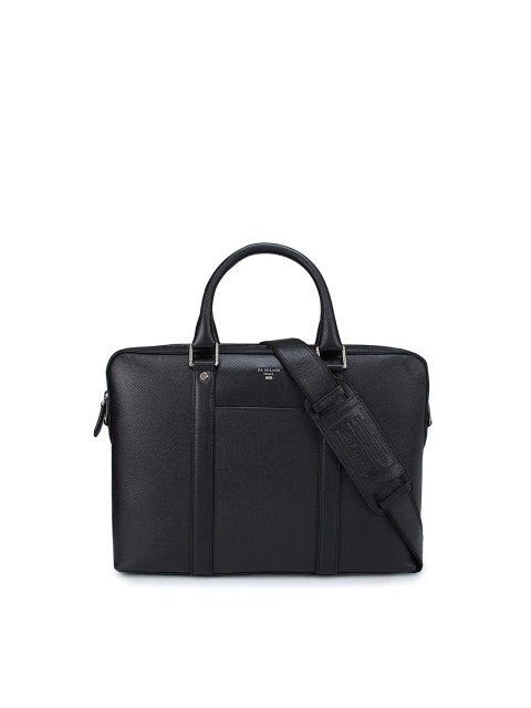 

Da Milano Unisex Black Textured Leather Laptop Bag