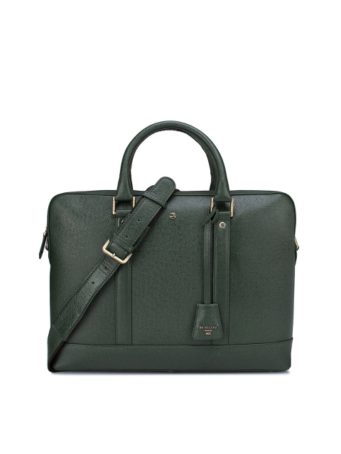 

Da Milano Unisex Green Textured Leather Laptop Bag