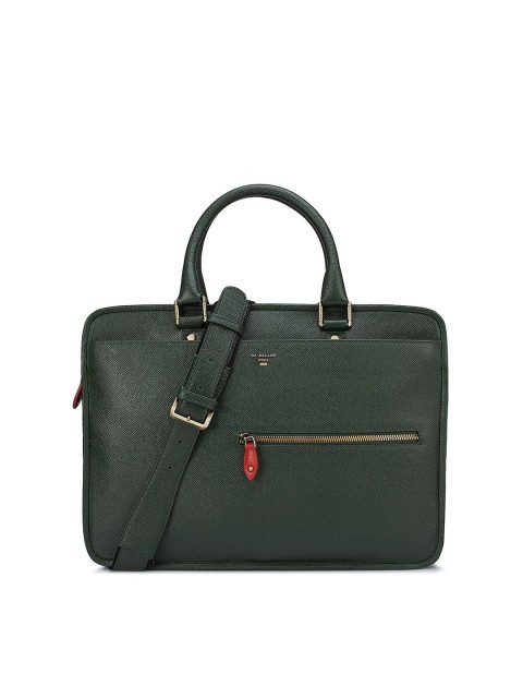 

Da Milano Unisex Green Textured 15 Inch Leather Laptop Bag