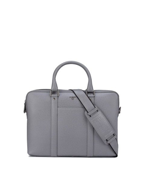 

Da Milano Unisex Grey Textured Leather 14 Inch Laptop Bag