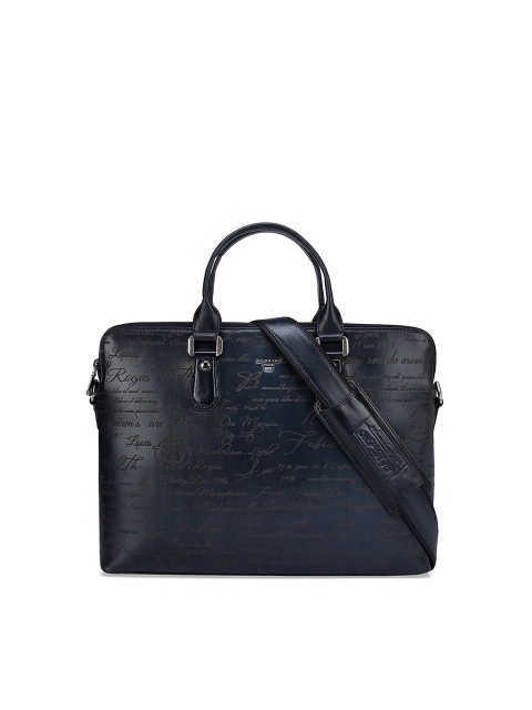 

Da Milano Unisex Blue Textured Leather Laptop Bag