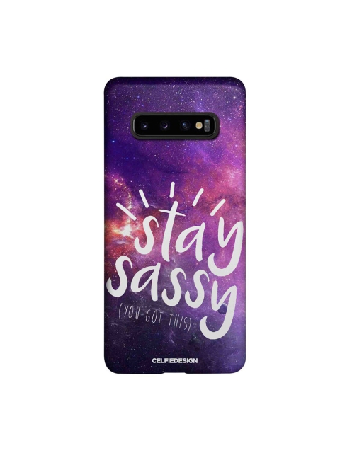 

CelfieDesign Purple & White Stay Sassy Samsung Galaxy S10 Plus Slim Back Case