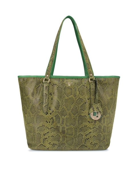 

Da Milano Green Animal Textured Leather Oversized Structured Shoulder Bag