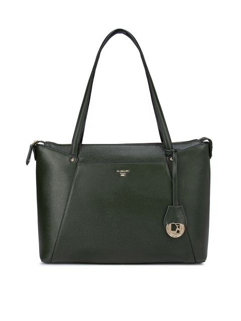 

Da Milano Green Leather Structured Shoulder Bag with Tasselled