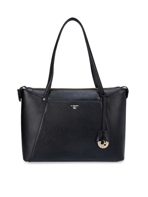 

Da Milano Black Textured Leather Structured Shoulder Bag