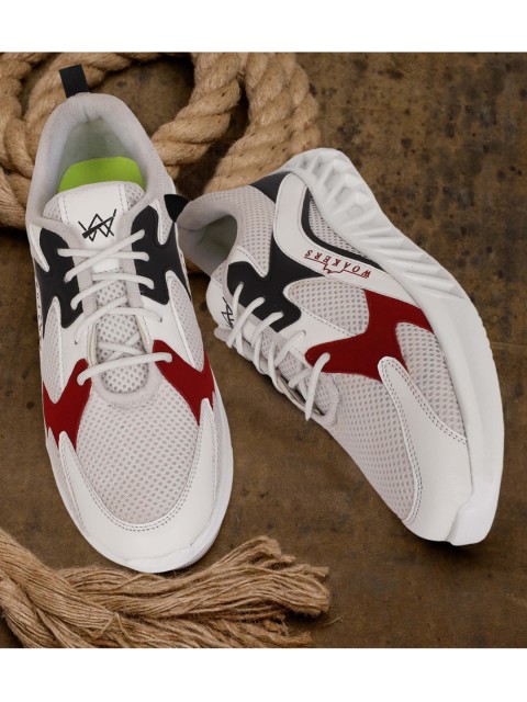 

Woakers Men White & Red Colourblocked Sneakers