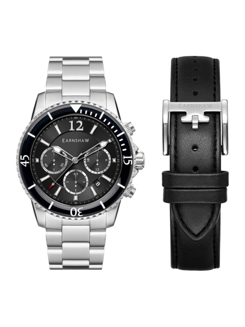 

EARNSHAW Men Black Brass Dial & Silver Toned Straps Analogue Chronograph Watch ES-8132-11