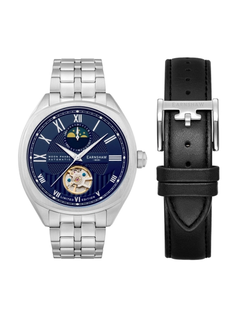 

EARNSHAW Men Blue Brass Dial & Silver Toned Analogue Multi Function Watch ES-8206-22