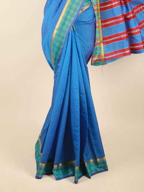

Pothys Women Blue & Green Floral Zari Art Silk Saree