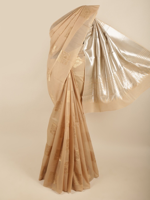

Pothys Women Tan & Gold-Toned Woven Design Zari Art Silk Saree