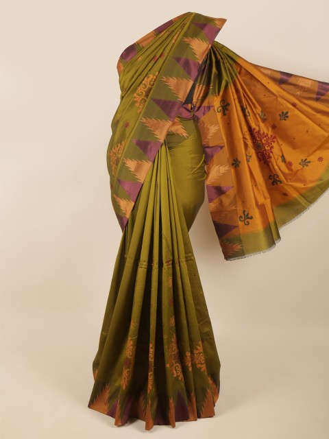 

Pothys Women Green & Purple Woven Design Art Silk Saree