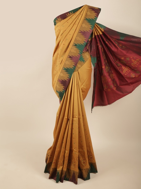 

Pothys Women Mustard & Green Woven Design Zari Art Silk Saree
