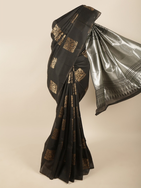 

Pothys Women Black & Gold-Toned Woven Design Zari Art Silk Saree