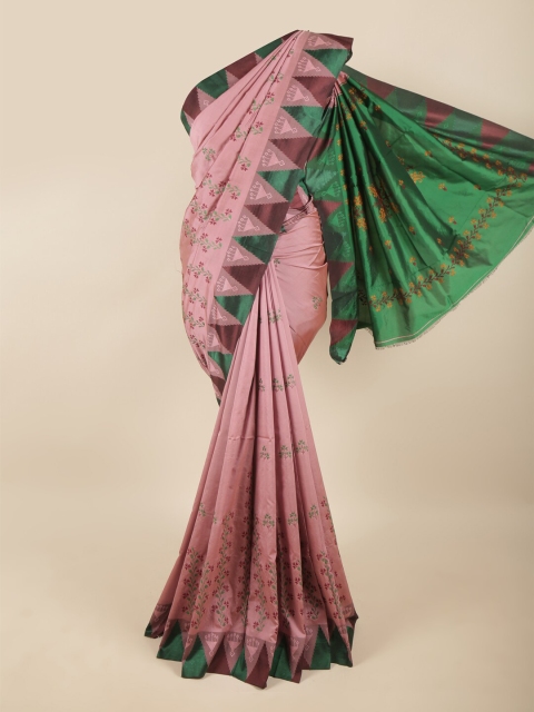 

Pothys Women Mauve & Green Woven Design Embroidered Art Silk Saree