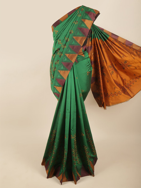 

Pothys Women Green & Tan Woven Design Art Silk Saree