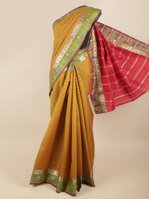 

Pothys Mustard & Red Woven Design Zari Art Silk Saree