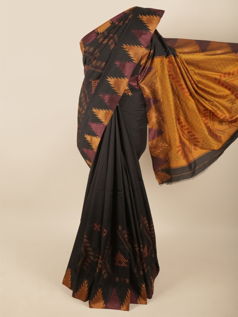 

Pothys Black & Yellow Floral Art Silk Saree