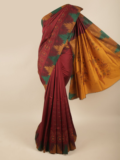 

Pothys Maroon & Yellow Woven Design Art Silk Saree