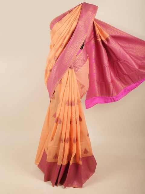 

Pothys Peach-Coloured & Pink Woven Design Zari Art Silk Saree