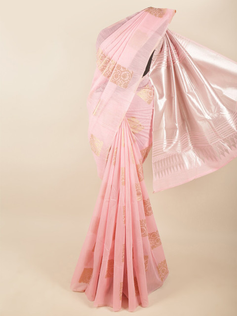 

Pothys Pink & Gold Floral Woven Design Art Silk Saree