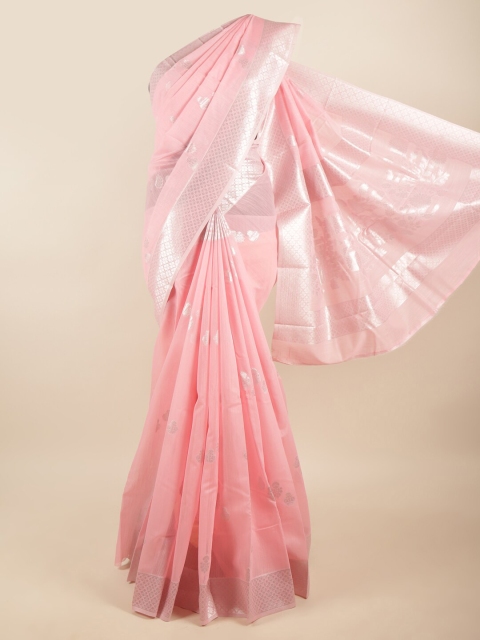 

Pothys Pink & Silver Woven Design Ethnic Motifs Art Silk Saree