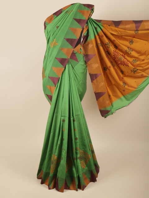 

Pothys Green & Mustard Ethnic Motifs Art Silk Saree