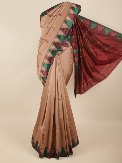 

Pothys Mauve & Maroon Embroidered Printed Art Silk Saree