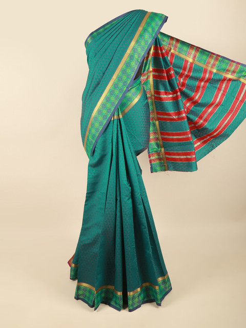 

Pothys Green & Red Floral Woven Design Art Silk Saree