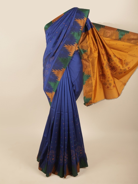 

Pothys Blue & Orange Ethnic Motifs Woven Design Art Silk Saree