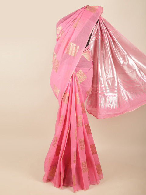 

Pothys Pink & Gold Woven Design Art Silk Zari Saree