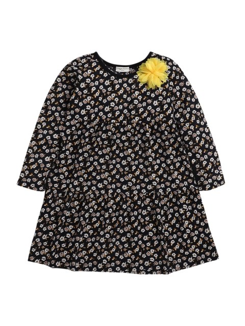 

Hopscotch Black Floral A-Line Dress