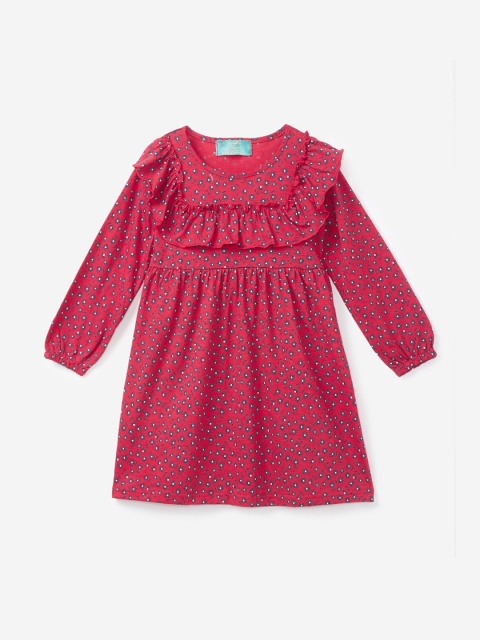 

Hopscotch Red Floral A-Line Dress