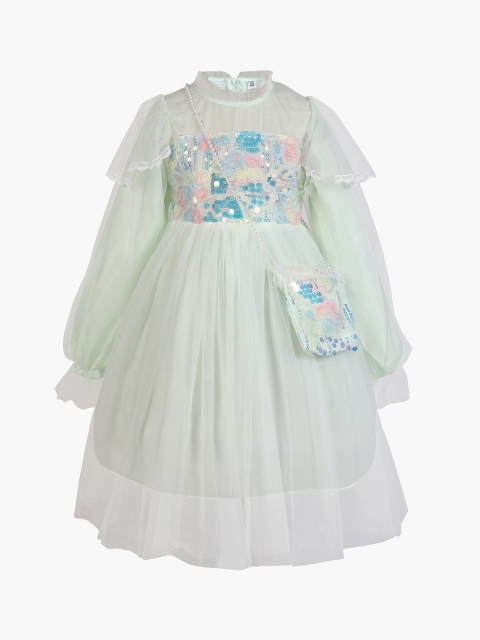 

Hopscotch Green Chiffon A-Line Maxi Dress