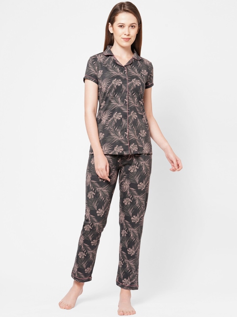

Sweet Dreams Women Grey & Pink Printed Night suit